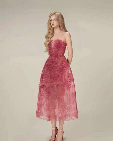 Luxurious Floral Lace and Sequin Evening Dress for Women