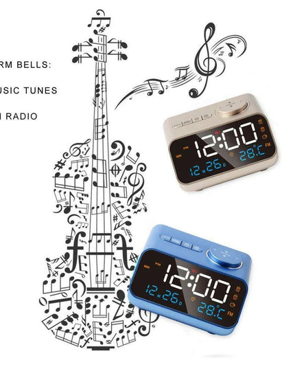 Sleek LED Alarm Clock with FM Radio, Temperature & Humidity Display for a Stylish Bedside Experience