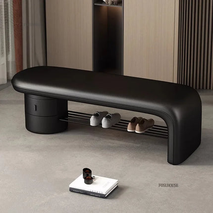 Treasure Home Modern Shoe Changing Stool with Drawers & Minimalist Des