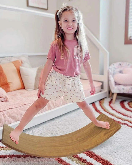 Natural Wood Wobble Board - 35 Inch Balance Rocker for All Ages