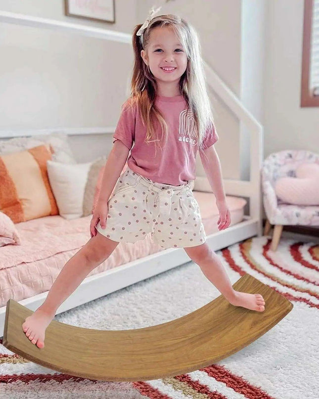 Natural Wood Wobble Board - 35 Inch Balance Rocker for All Ages