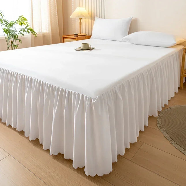 Solid Color Bed Skirt with Elastic Band - Breathable, 12 Colors