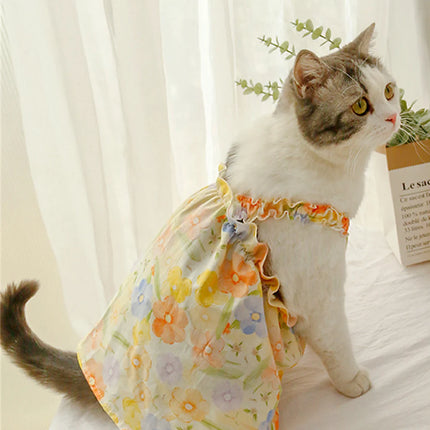 Sphynx Cat Floral Suspender Dress