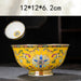 Ornate Chinese Ceramic Salad Bowl Set with Gold Trim - Elegant Enamel Tableware for Stylish Dining
