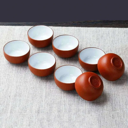 Exquisite Portable 8-Piece Handmade Yixing Purple Clay Teacup Set for Tea Lovers
