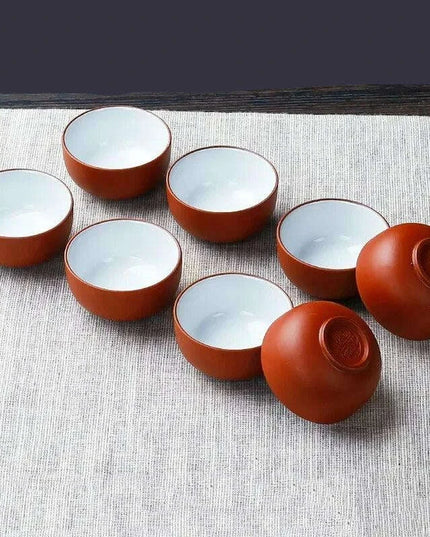 Exquisite Portable 8-Piece Handmade Yixing Purple Clay Teacup Set for Tea Lovers