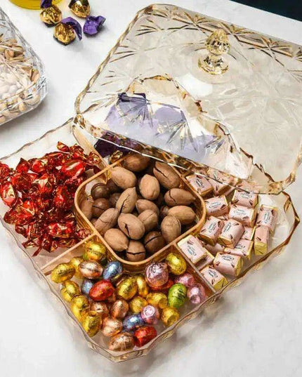 Chic Clear Candy and Snack Organizer Tray with Decorative Lid for Stylish Home Storage