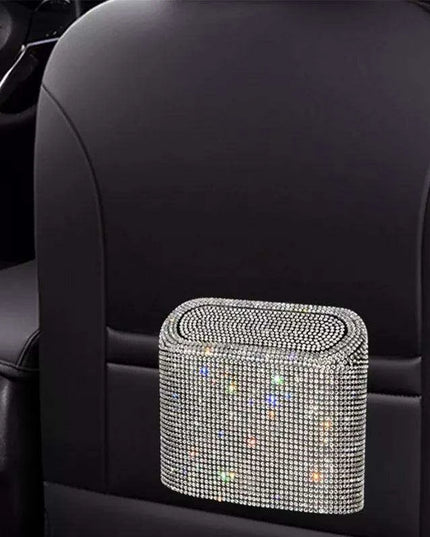 Rhinestone Elegance Car Trash Bin - Chic Auto Waste Container
