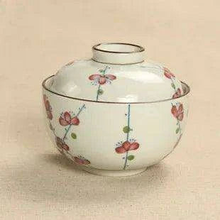 Exquisite Hand-Painted Japanese Porcelain Stew Bowl Set with Lids