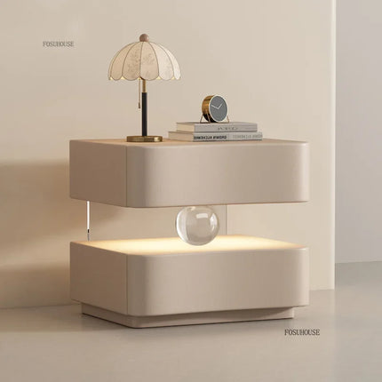 Italian Creative Design Luxury Bedside Table Solid Wood Cream Suspended Night Stand Modern Bedroom Furniture High End Cabinet italian-creative-design-luxury-bedside-table-solid-wood-cream-suspended-night-stand-modern-bedroom-furniture-high-end-cabinet
