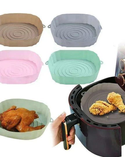 Sustainable 18CM Silicone Air Fryer Tray - Reusable Basket for Health-Conscious Cooking