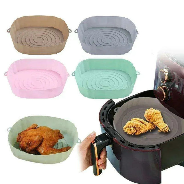 Sustainable 18CM Silicone Air Fryer Tray - Reusable Basket for Health-Conscious Cooking
