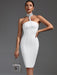 Sculpted Elegance: White Halter Neck Bodycon Dress for Unforgettable Evenings