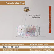 Flower Petal LED Glass Pendant Chandelier – 3-Colour Dimmable