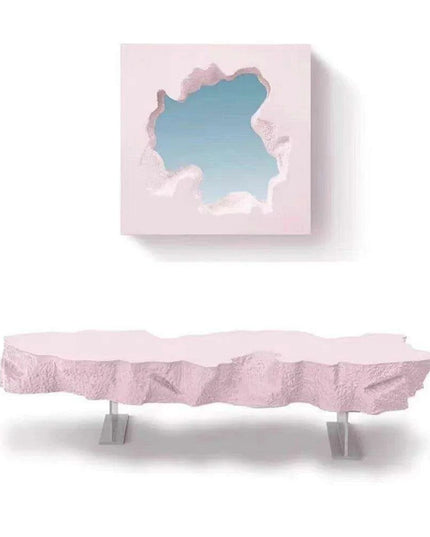 Sophisticated Black Irregular Coffee Table with Theater-Inspired Design - Vintage Breakfast and Living Room Accent Piece