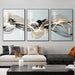 Golden Deer Nordic Ribbon Abstract Landscape 3-Piece Canvas Art Set - Elegant Home Decor Addition