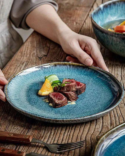 Handcrafted Blue Kiln Charger Plates - Elegant Table Decor for Sophisticated Dining Experiences
