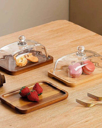 Elegant Wooden and Glass Tiered Dessert Stand – Perfect for Showcasing Cakes, Macarons, and Fresh Fruits at Special Events