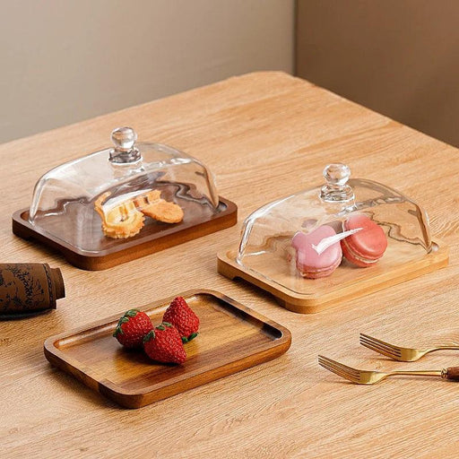 Elegant Wooden and Glass Tiered Dessert Stand – Perfect for Showcasing Cakes, Macarons, and Fresh Fruits at Special Events