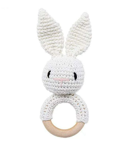 Eco-Friendly Handmade Crochet Baby Rattle with Wooden Teether