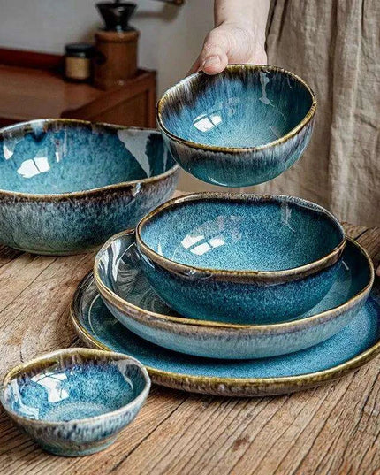 Handcrafted Blue Kiln Charger Plates - Elegant Table Decor for Sophisticated Dining Experiences