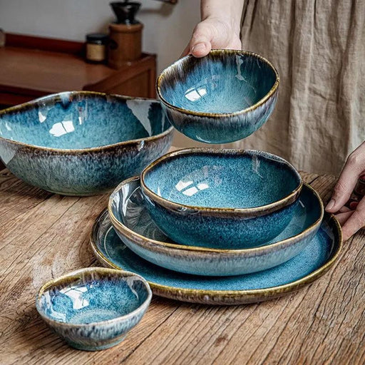 Handcrafted Blue Kiln Charger Plates - Elegant Table Decor for Sophisticated Dining Experiences