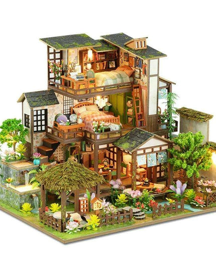 Bamboo Courtyard DIY 3D Miniature Dollhouse Assembly Kit - Unfinished Wooden Puzzle for Unique Home Decor and Gifting