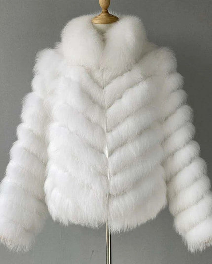 Reversible Luxury Fox Fur and Silk Winter Jacket - A Statement of Elegance