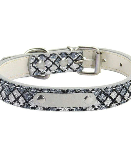 Glamorous Personalized Engraved Leather Dog Collar with Sparkling Accents