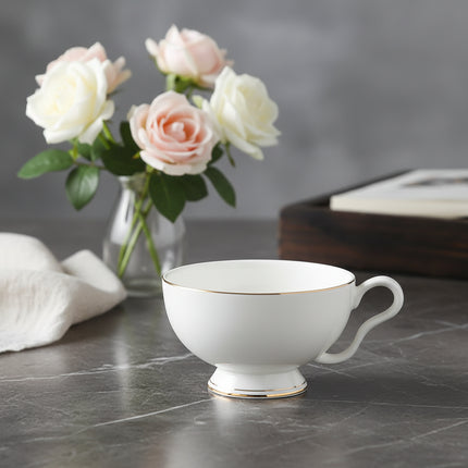 Gold-Rimmed Bone China Coffee Cup & Saucer Set | Très Elite
