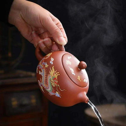 Magical Color-Changing Purple Clay Teapot and Cup Set for Kung Fu Tea Ceremonies