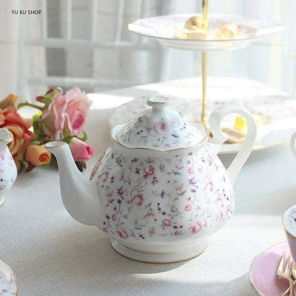 Elegant Afternoon Tea Collection: Opulent Bone China Cups with Stylish Ceramic Plates
