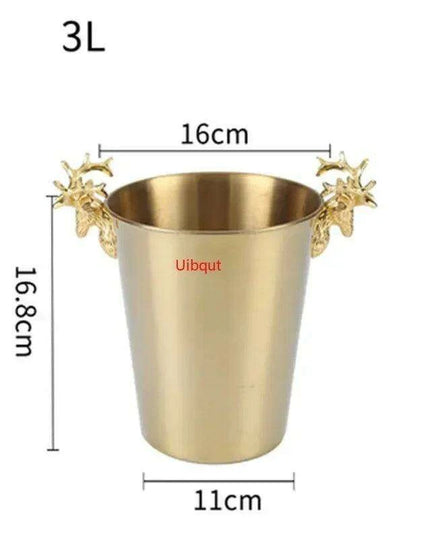 Majestic Deer Head Ice Bucket: Luxurious European Charm in Dual-Tone Design