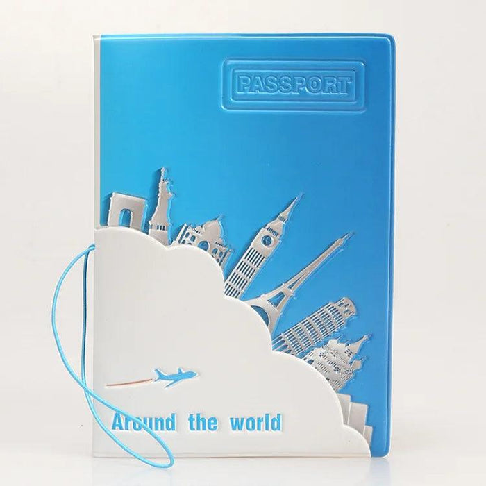 Chic 3D Printed Passport Holder with Card Slots and Faux Leather Texture