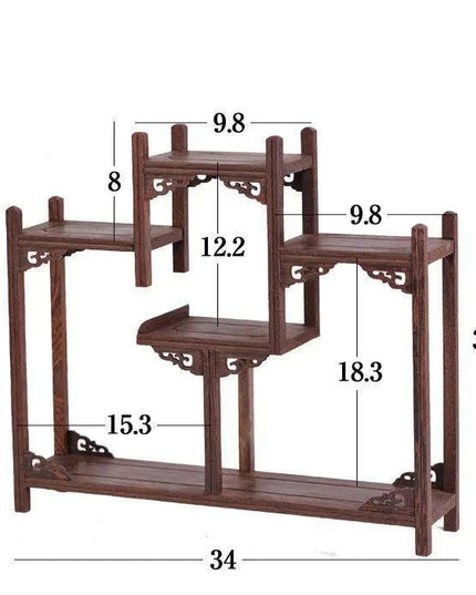 Handcrafted Wooden Display Stand for the Traditional Kung Fu Tea Ceremony