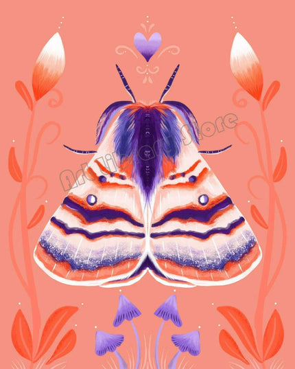 Enchanting Insect Canvas Art: Vibrant Moth and Golden Beetle Decor for a Playful Home