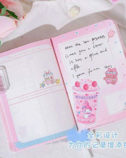 Enchanting Kawaii 6-Ring Journal with Heart and Moon Design