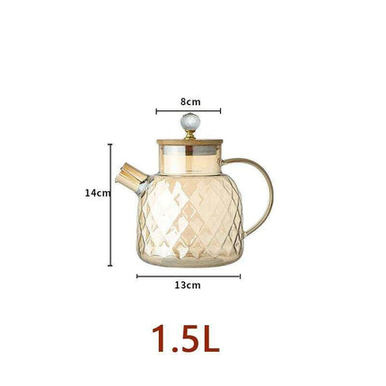 Elegant Borosilicate Glass Teapot with Bamboo Lid - Sleek Cold Water Kettle for Aromatic Teas