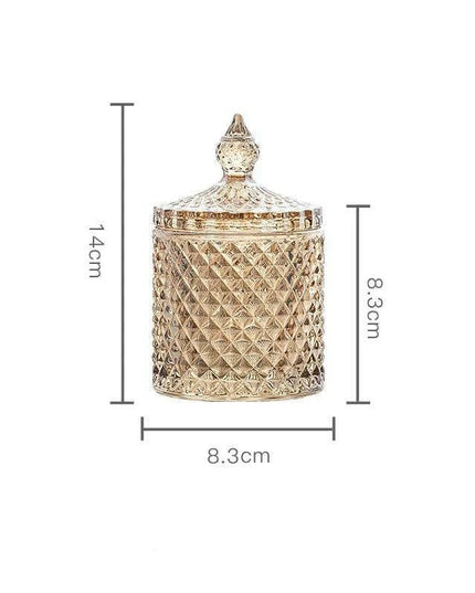 Amber Radiance Crystal Glass Storage Jar with Lid for Jewelry and Event Decor