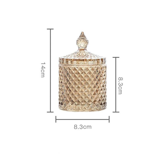 Amber Radiance Crystal Glass Storage Jar with Lid for Jewelry and Event Decor