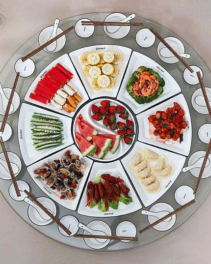 Sophisticated White Crescent Ceramic Dining Set - European Elegance for Every Occasion