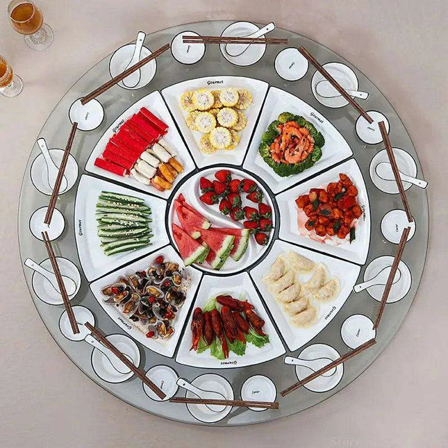 Sophisticated White Crescent Ceramic Dining Set - European Elegance for Every Occasion