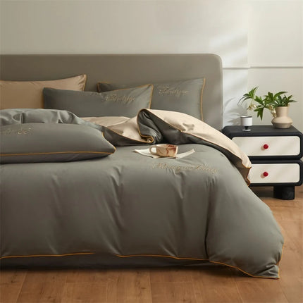 Monnom 100% Egyptian Cotton Duvet Cover Set - 3pcs, Soft & Durable