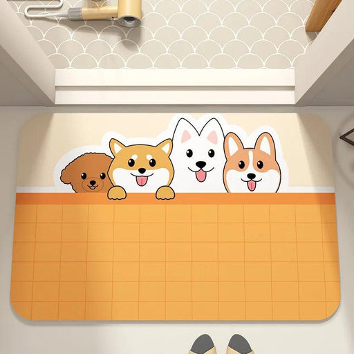 Cartoon-Inspired Diatomite Quick-Drying Bath Mat - Fun and Functional Home Rug