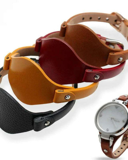 Elegant Cowhide Leather Watch Straps with Rose Steel Buckle - A Luxurious Women's Accessory