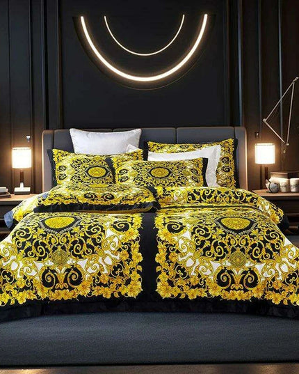 Stylish Modern Cotton Bedding Collection with Vibrant Digital Designs - Duvet Cover, Fitted Sheet & Pillowcases