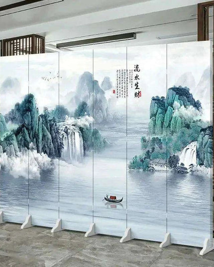 Versatile Mobile Folding Chinese Partition Screen for Hotels and Offices - Dual-Sided Conference Divider