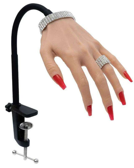 Adjustable Silicone Nail Art Practice Hand Set with Stand - Professional Nail Training Kit