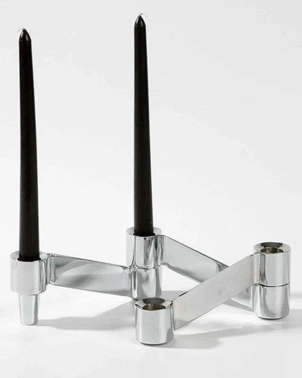 Contemporary Silver Candle Holders Set - Modern Tabletop Decor for a Stylish Home