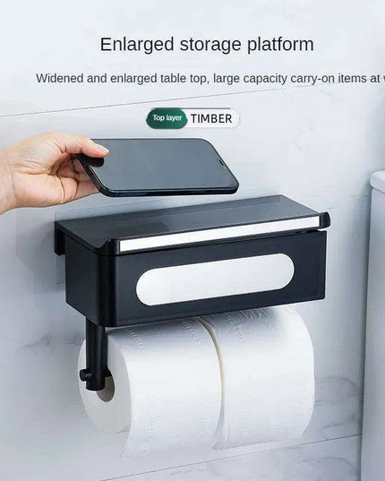 Wall-Mounted Rotating Tissue Paper Holder with Built-in Storage Organizer